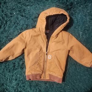 Carhartt Tan Quilted Hooded Active Jacket Kids 7-8 Duck